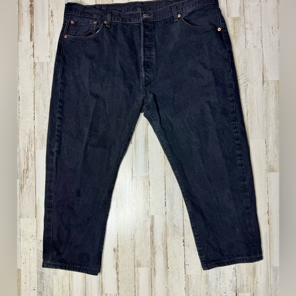 Levis 501 Straight Jeans Women's Size 42x32 Button Fly Stretch Denim Black - Picture 4 of 10